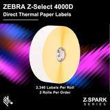 Zebra Z-Select 4000D Label, High Performance Coated, All-Temp Adhesi