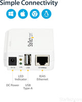 StarTech PM1115UW 1 Port USB Wireless Network Print Server with 10/100