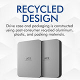 LaCie Mobile Drive 2TB External Hard Drive Portable HDD - Moon Silver,