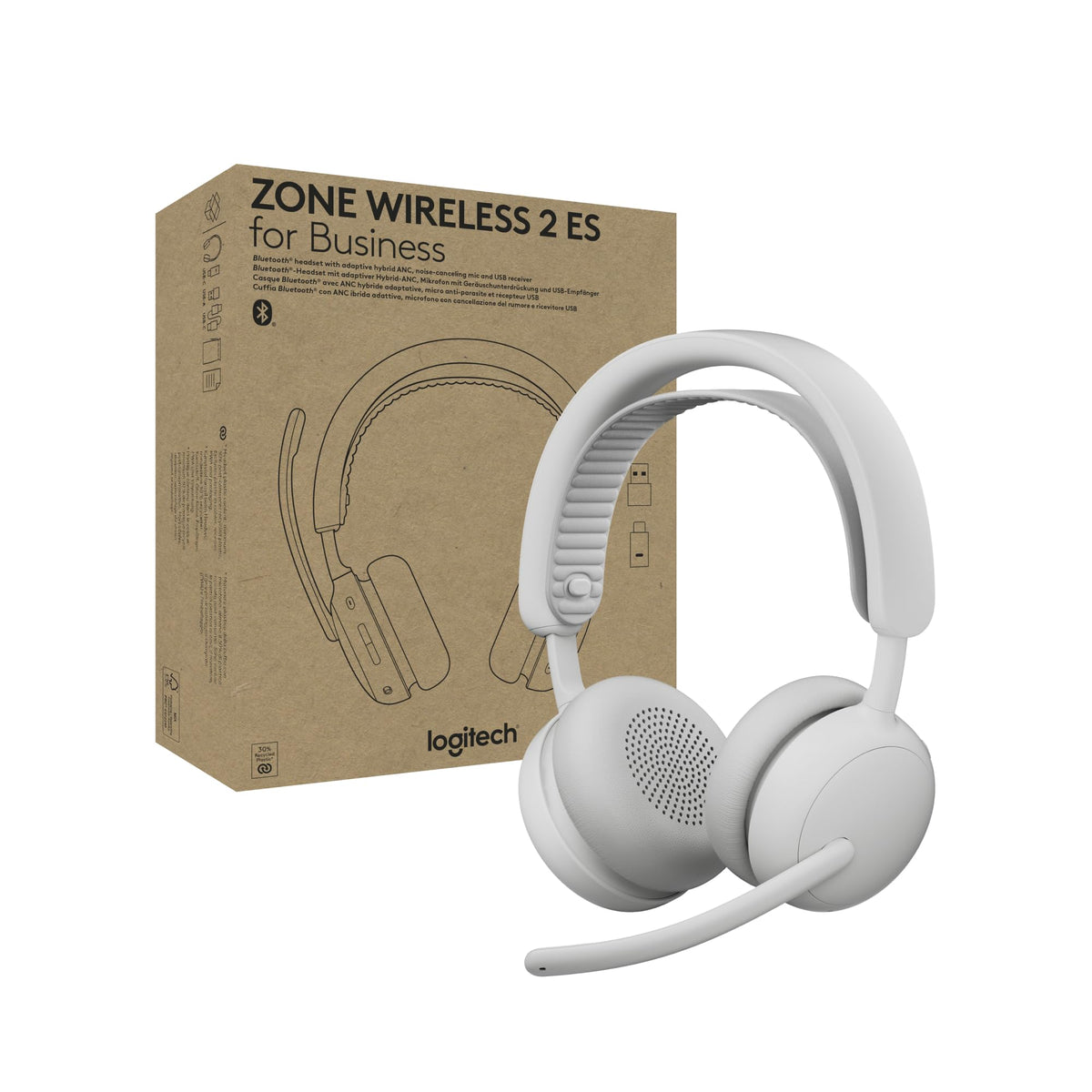 Logitech Zone Wireless 2 ES for Business - Noise-Canceling Wireless He