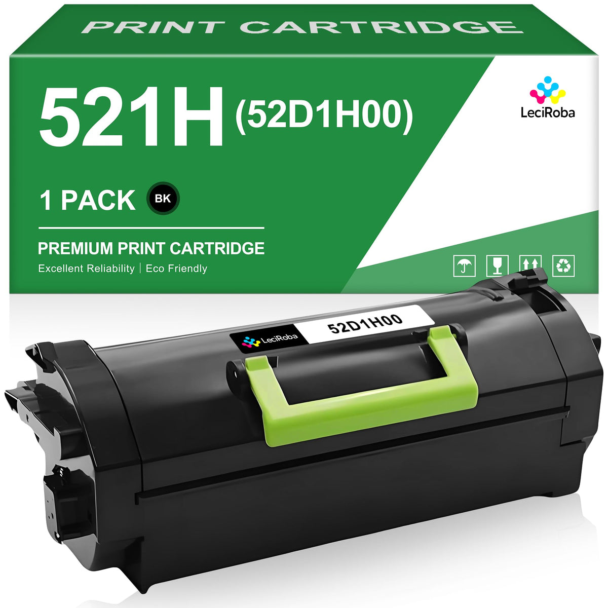 LeciRoba 521H for Lexmark 521H 52D1H00 62D1H00 52D1000 62D1000 Black T