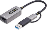 Adaptateur USB-C vers Ethernet avec Dongle USB-A de StarTech.com, 10/100/1000 Mbps