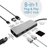 Kensington UH1400P Hub USB-C 8-en-1 avec recharge Pass-Through 85 W