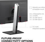 ViewSonic VG2752-2K 27 Inch IPS 1440p Ergonomic Monitor with Tilt, Swi