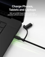 Belkin BoostCharge tressée 2-en-1 Câble de charge USB-C avec USB-C et Lightning