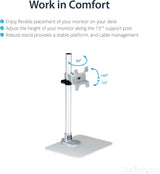 StarTech.com Single Monitor Stand, Adjustable, Supports UHD, iMac and