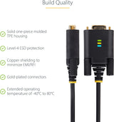 StarTech 6.6FT (2M) USB to Serial Adapter Cable, COM Retention, Interchangeable Screws/NUTS, USB-A to DB9 RS232, FTDI IC, ESD Protection