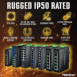TRENDnet 5-Port Industrial Fast Ethernet DIN-Rail Switch, TI-E50, 5 x