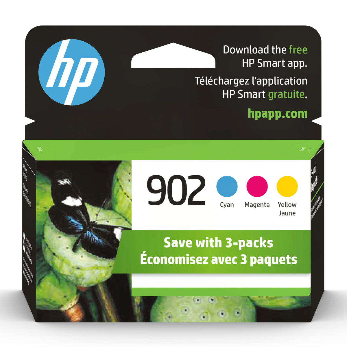 HP 902, 3 cartouches d'encre, cyan, magenta, jaune, compatible avec les imprimantes HP Offi