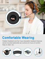 New bee USB Headset Computer Headset in-Line Call Controls Office Head