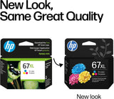 Cartouche d'encre trois couleurs grande capacité HP 67XL authentique, compatible avec les imprimantes HP De