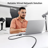 Câble Ethernet CAT6a gris de 7,6 m, RJ45 sans accroc, 10 G, PoE 100 W, S/FTP, LSZH, cuivre nu pur 27 AWG, 500 MHz, cordon de brassage réseau blindé