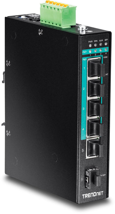 Commutateur TRENDnet PoE+ Gigabit industriel durci 5 ports sur rail DIN, 120W