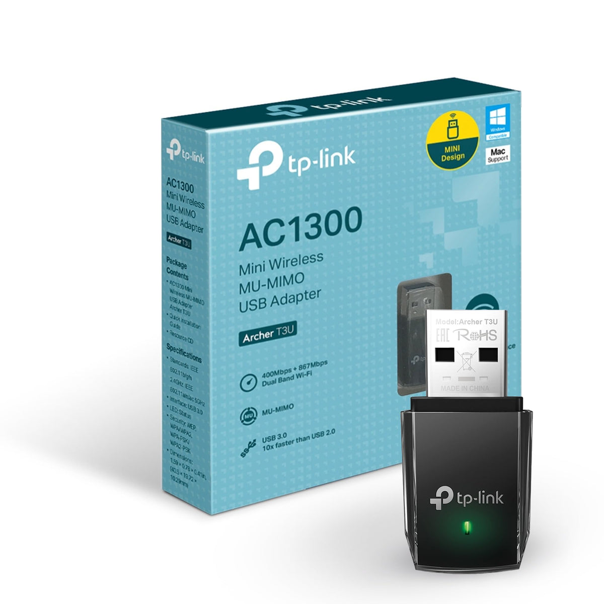 TP-Link Adaptateur WiFi USB AC1300(Archer T3U) – Double bande sans fil 2.4G/5G