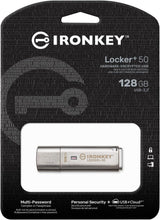 Kingston Ironkey Locker+ 50 128GB Encrypted USB Flash Drive | USB 3.2