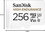 SanDisk 256GB Carte microSDXC Video High Endurance avec adaptateur pour Das