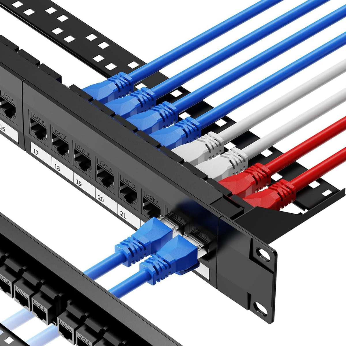 24PORT 0.5U CAT5E Patch Panel RJ45 ENET Rackmount 110 Patch Panel