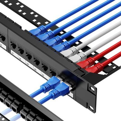 24PORT 0.5U CAT5E Patch Panel RJ45 ENET Rackmount 110 Patch Panel
