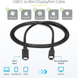 StarTech.com 6ft / 2m USB-C to Mini DisplayPort Cable - 4K 60Hz - Blac