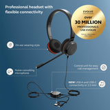Jabra Evolve 30 II Wired Dual-Ear Headset with Mic for Work - 3.5mm Ja