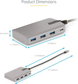 Concentrateur USB-C 4 ports StarTech avec sortie vidéo USB-C DP ALT MODE 4K 60HZ - 3x USB-A, 1x USB Type-C, alimentation pass-through 100W, USB 3.2 10GBPS, 0,3 m