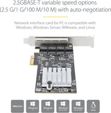 StarTech.com 4-Port 2.5Gbps NBASE-T PCIe Network Card, Intel I225-V, Q