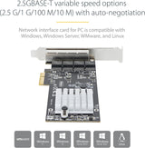 Carte réseau PCIe StarTech.com à 4 ports 2,5 Gb/s NBASE-T, Intel I225-V, Q