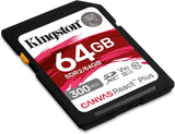 Carte SD Kingston Canvas React Plus 64GB | SDXC UHS-II | 300R/260W U3 V