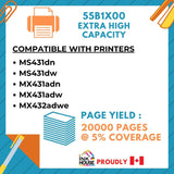 Best Remanufactured MICR Toner Cartridge 55B1X00 for use in Lexmark MS