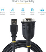 StarTech.com 3ft (1m) USB to Serial Cable, DB9 Male RS232 to USB Conve