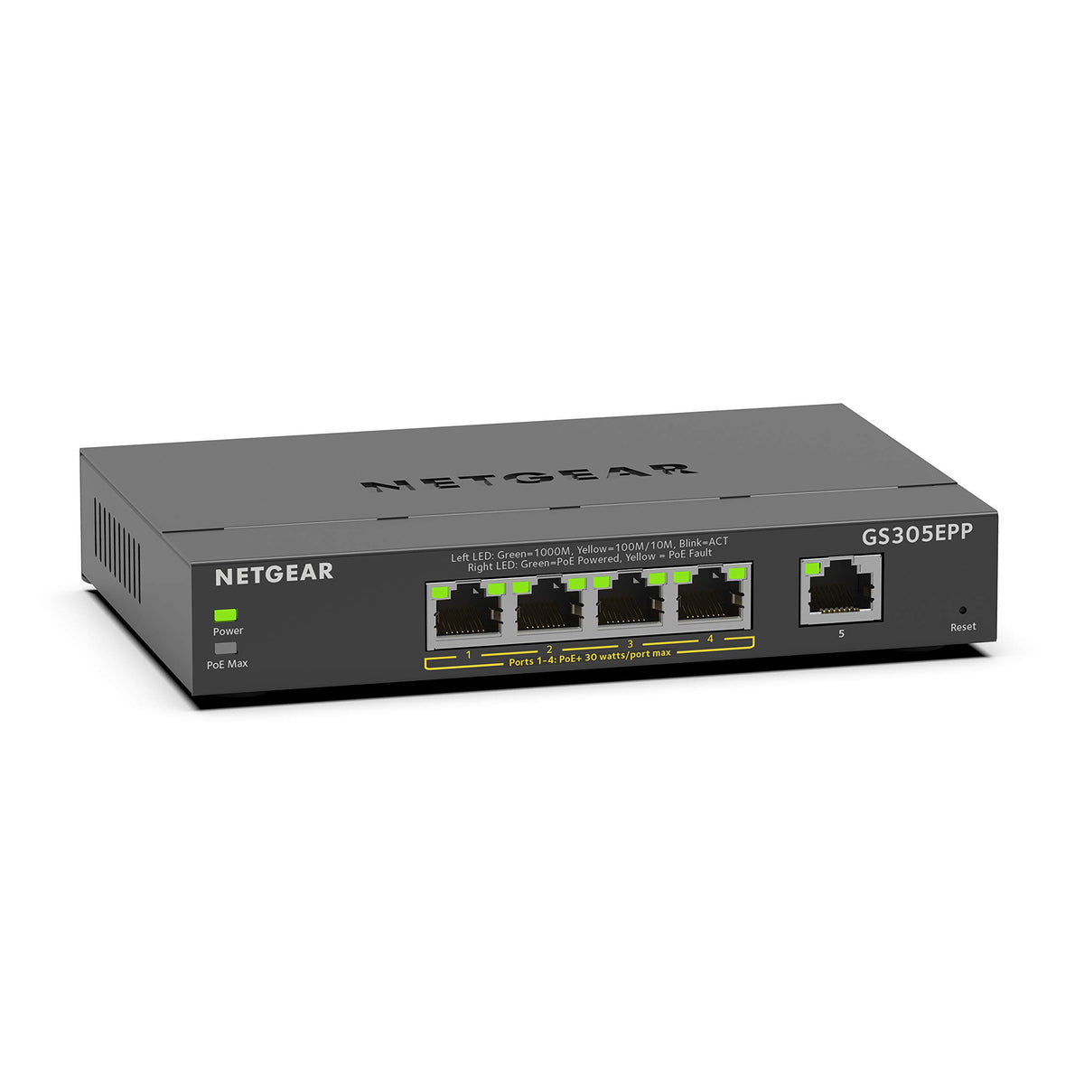 NETGEAR 5-Port Gigabit Ethernet High-Power PoE+ Smart Managed Plus Swi