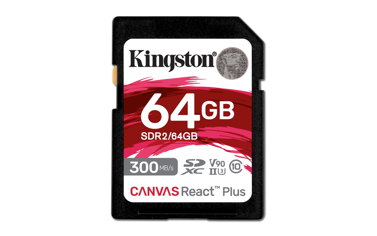 Carte SD Kingston Canvas React Plus 64GB | SDXC UHS-II | 300R/260W U3 V