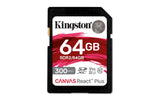 Carte SD Kingston Canvas React Plus 64GB | SDXC UHS-II | 300R/260W U3 V