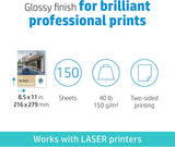 HP Color Laser Brochure Paper, Glossy (150 Sheets, 8.5 x 11 Inches)