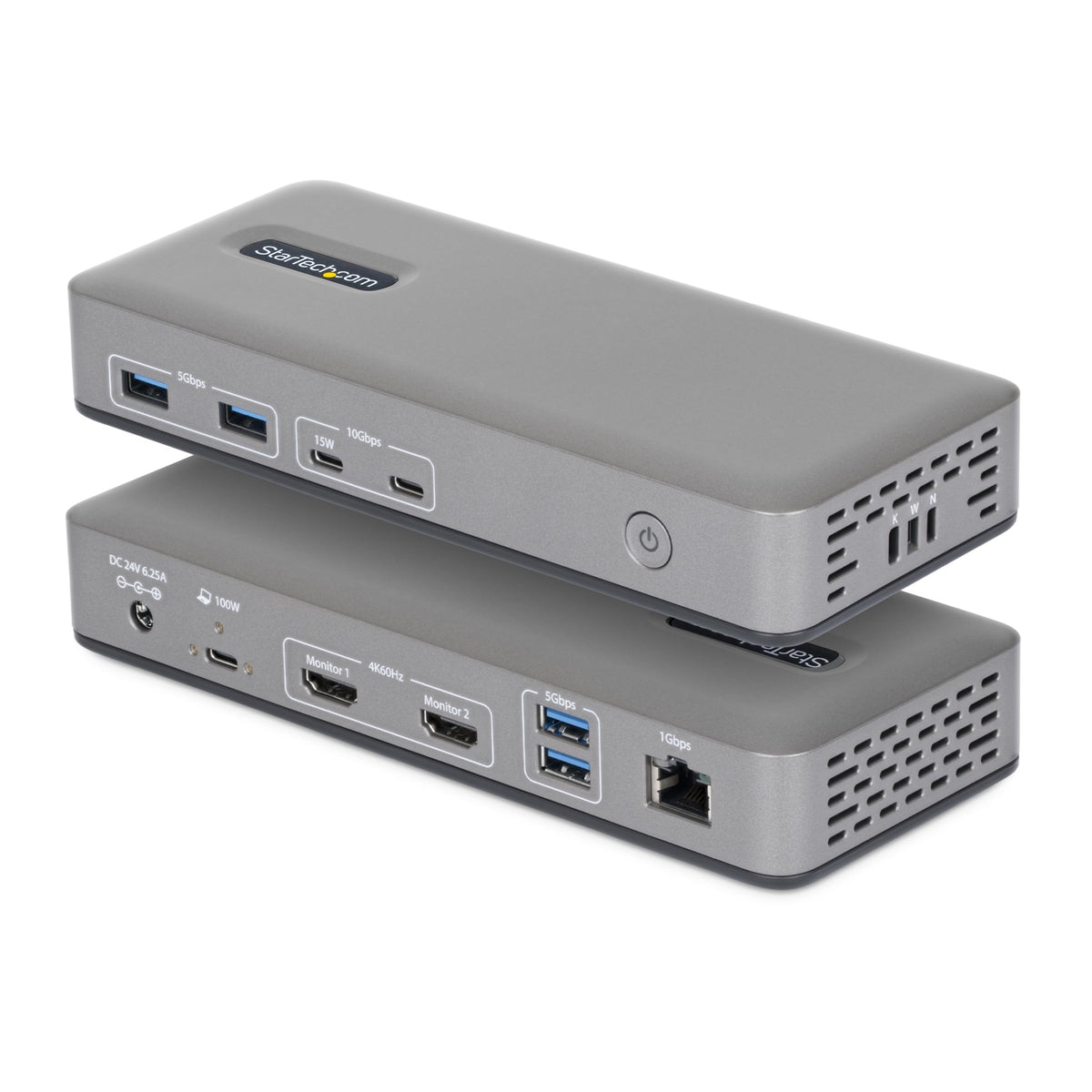 STATION D'ACCUEIL USB-C STARTECH POUR DEUX ÉCRANS, DISPLAYPORT, 4K 60HZ, CHARGEMENT POUR ORDINATEUR PORTABLE 100W, 1GBE, SANS PILOTE, STATION D'ACCUEIL MULTI-ÉCRANS POUR WINDOWS