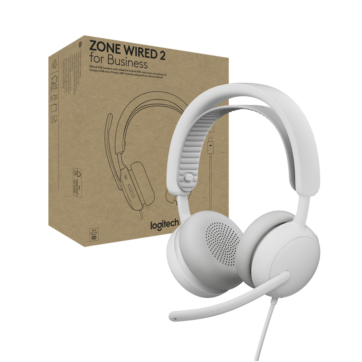 Logitech Zone Wired 2 for Business - Noise-Canceling Headset with Adap