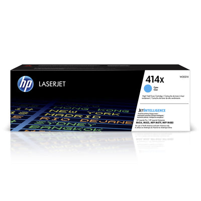 Cartouche de toner cyan authentique HP 414X (W2021X) à rendement élevé – Taille unique
