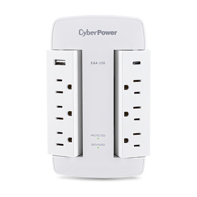 SURGE PROTECTOR 900J 6 OUTLETS 120V WALL TAP 2 USB 3.6A 75K CEG
