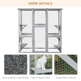 Large Outdoor Catio Enclosure, Wooden Cat Patio Cage with 6 Balanced Platforms, 71