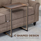 Nesting Coffee Table Set of 3, Stackable Rectangular End Tables with Wood-Effect Top, Metal Frame, Industrial & Rustic C-Shaped for Small Space