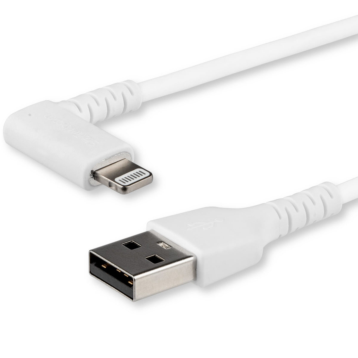 Câble Lightning vers USB coudé 2 m StarTech certifié Apple MFi Blanc