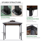 Outdoor Hardtop Grill Gazebo Cooking BBQ Canopy w/ 6 Hooks for Utensils and Double Vented PC Roof
