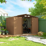 9.1'x6.4'x6.3' Garden Storage Shed w/ Foundation Kit Metal Tool Storage House w/ Double Doors