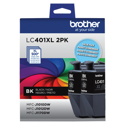 Brother Genuine LC401XL2PKS High-Yield Black Ink Cartridges 2-Pack