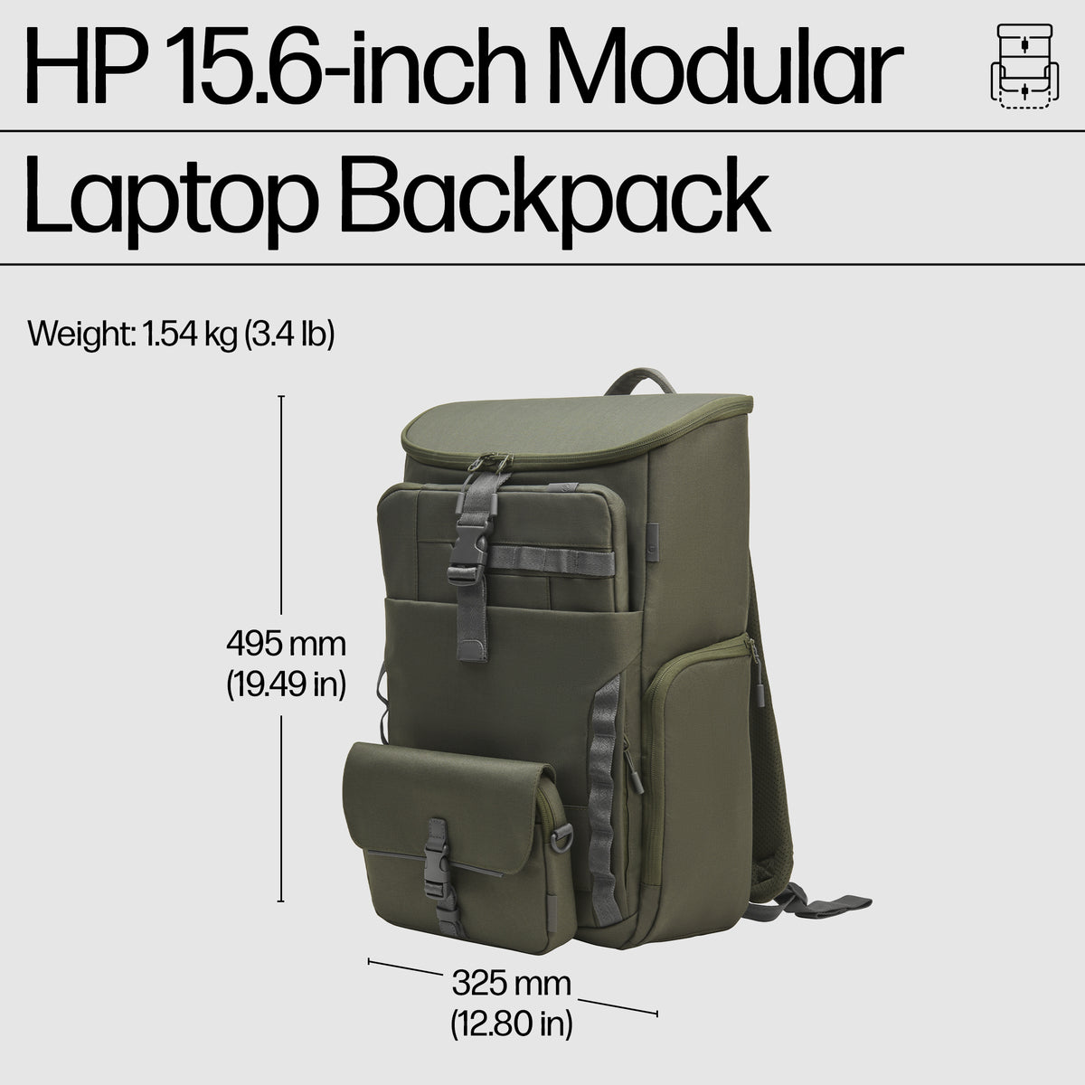 Sac à dos pour ordinateur portable modulaire HP 15,6 pouces
