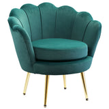 Fauteuil d'appoint moderne, fauteuil de club en tissu velouté avec pieds en métal doré pour chambre à coucher