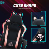 Cute Racing Gamer Chair, Faux Leather Gaming Chair with Footrest, Headrest and Lumbar Support