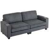 Canapé trois places, Causeuse en tissu avec coussin à ressort et porte-tasses pour salon