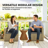 Wicker Outdoor Sofa with Side Trays