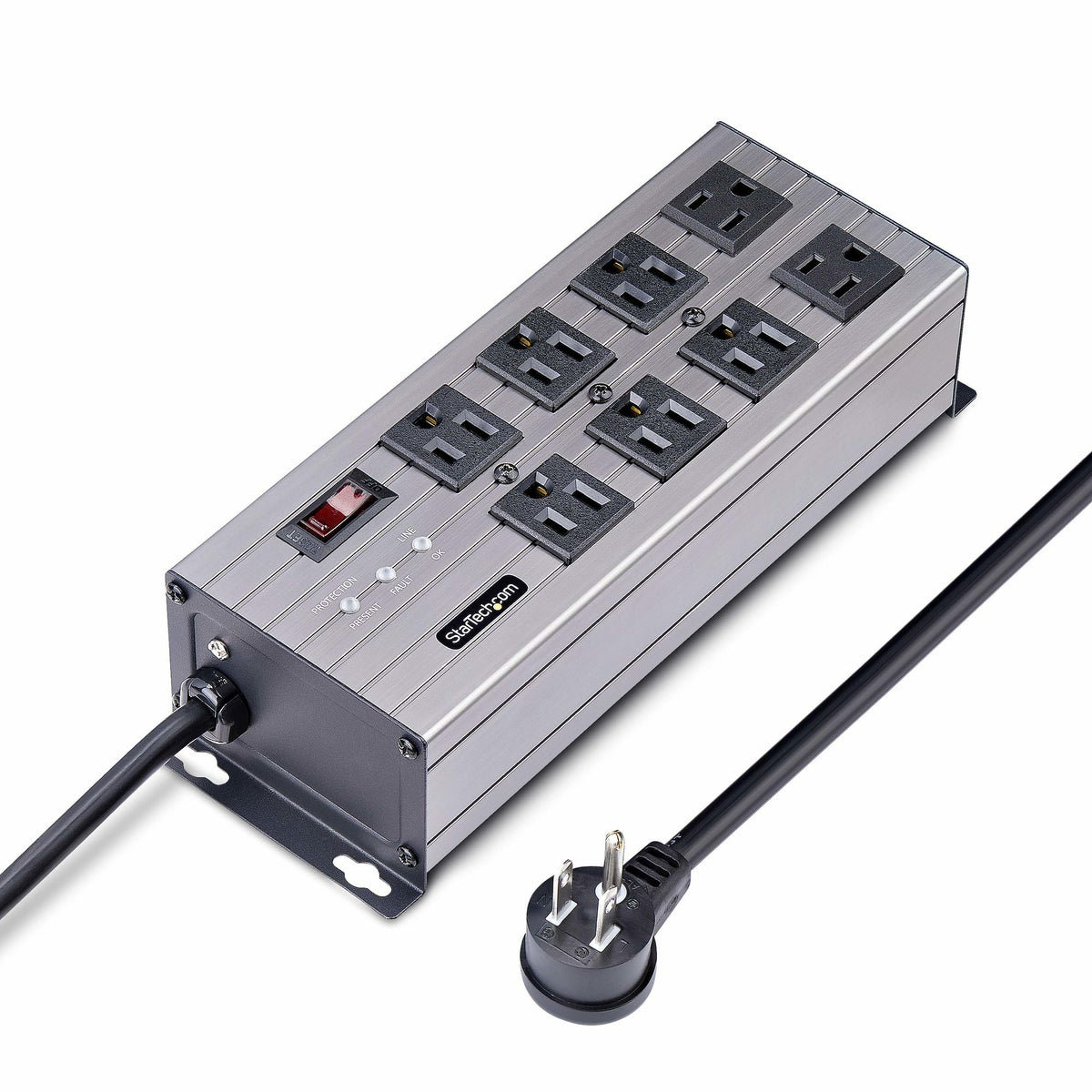 StarTech.com Flat Plug 6-Outlet Heavy Duty Industrial Power Strip 125V